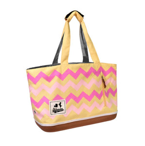 Ibiyaya Canvas Pet Carrier Tote Bag - Yellow & Pink
