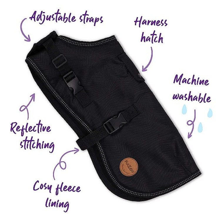 Kazoo Adventure Dog Coat (With Hatch) - Black