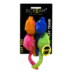 Scream Multi-Coloured Mice Cat Toy
