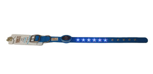 Gummi Flashing Star Dog Collar Blue