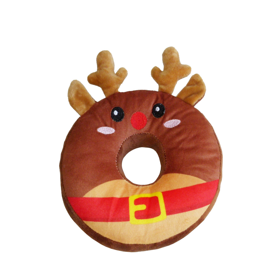 K9 Homes Christmas Donut Reindeer Head Dog Toy