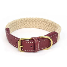 Load image into Gallery viewer, Da Vinci Giovanna Flat Rope Dog Collar - Bordeaux
