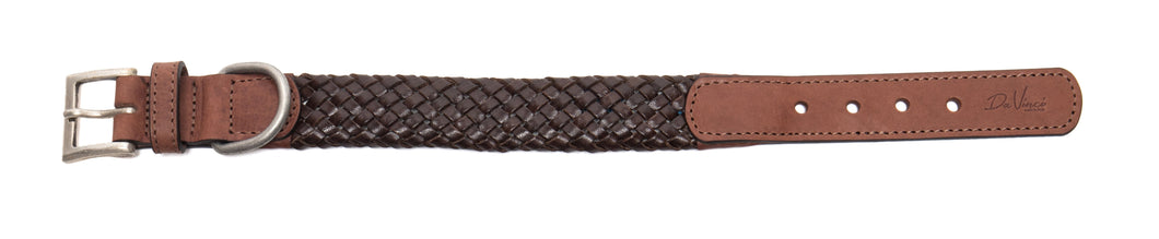 Da Vinci Intreccio Braided Dog Collar - Brown