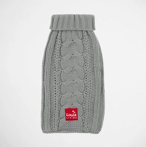 Louie Living Cable Knit Dog Sweater - Grey