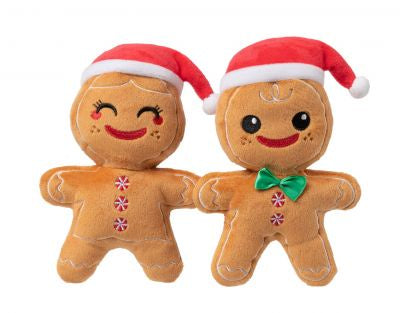 FuzzYard Christmas Plush Dog Toy - Mr & Mrs Gingerbread